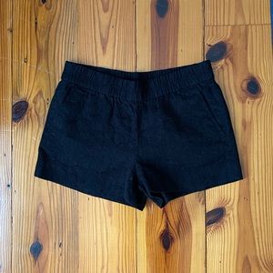 J Crew black elastic waist band embossed black shorts